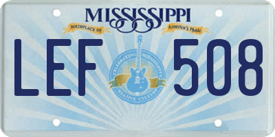 MS license plate LEF508