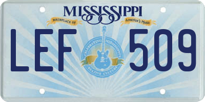 MS license plate LEF509