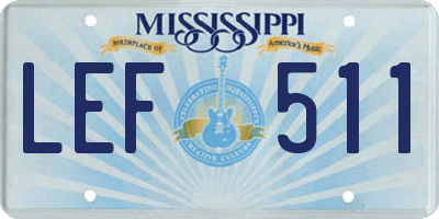 MS license plate LEF511