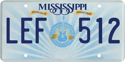 MS license plate LEF512