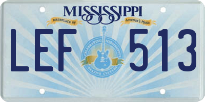 MS license plate LEF513