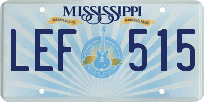 MS license plate LEF515