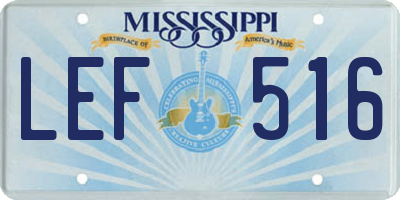 MS license plate LEF516
