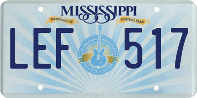 MS license plate LEF517