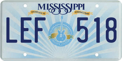 MS license plate LEF518