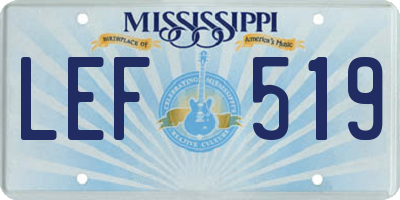 MS license plate LEF519