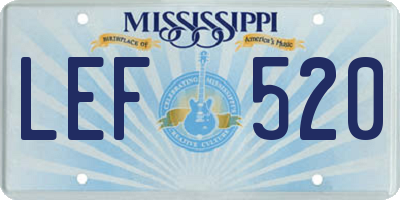 MS license plate LEF520