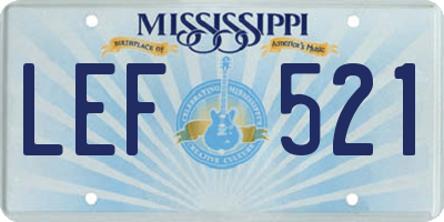 MS license plate LEF521