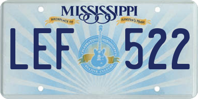 MS license plate LEF522