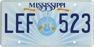 MS license plate LEF523