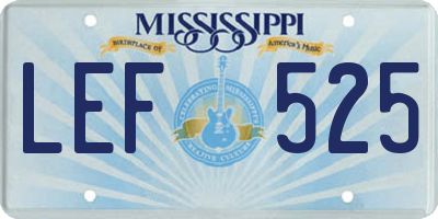 MS license plate LEF525