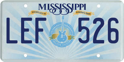 MS license plate LEF526