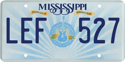 MS license plate LEF527