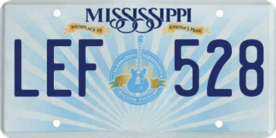 MS license plate LEF528