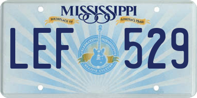 MS license plate LEF529