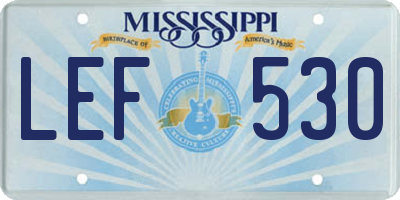 MS license plate LEF530
