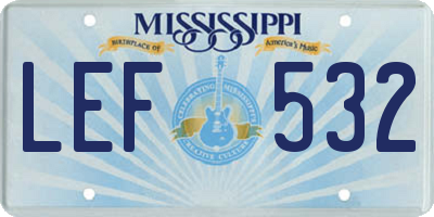 MS license plate LEF532