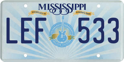 MS license plate LEF533