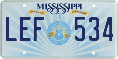 MS license plate LEF534