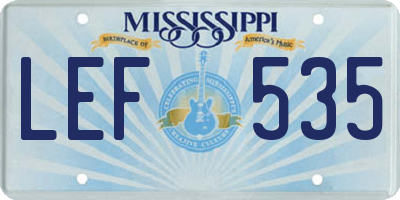 MS license plate LEF535