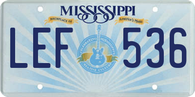 MS license plate LEF536