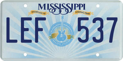 MS license plate LEF537