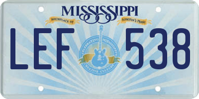MS license plate LEF538