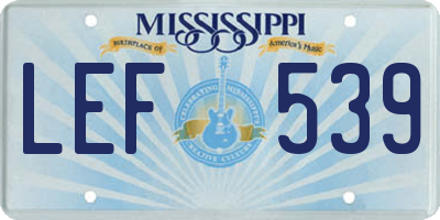 MS license plate LEF539