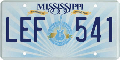 MS license plate LEF541
