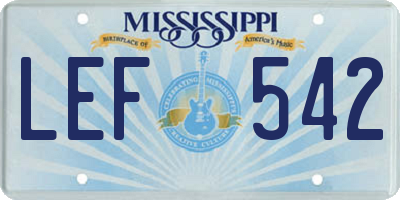 MS license plate LEF542