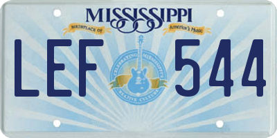 MS license plate LEF544