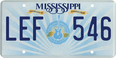 MS license plate LEF546
