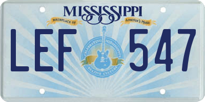 MS license plate LEF547