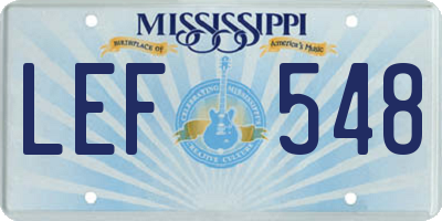 MS license plate LEF548