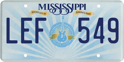 MS license plate LEF549