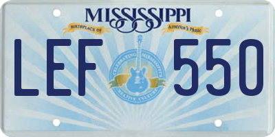 MS license plate LEF550