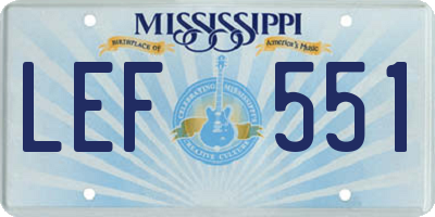 MS license plate LEF551