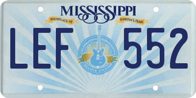 MS license plate LEF552