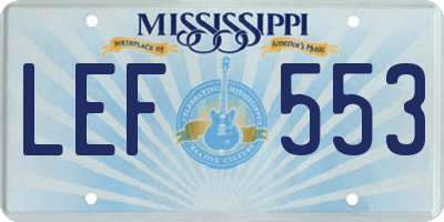 MS license plate LEF553