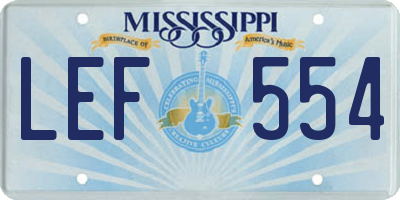 MS license plate LEF554