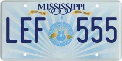 MS license plate LEF555