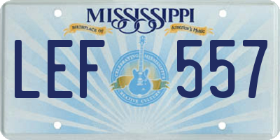 MS license plate LEF557