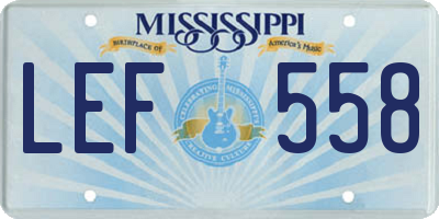 MS license plate LEF558