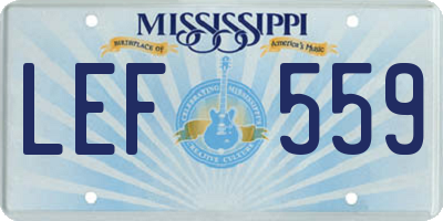 MS license plate LEF559