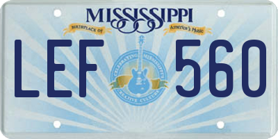 MS license plate LEF560