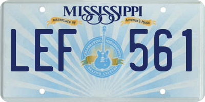 MS license plate LEF561