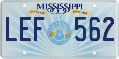 MS license plate LEF562