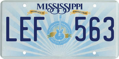 MS license plate LEF563