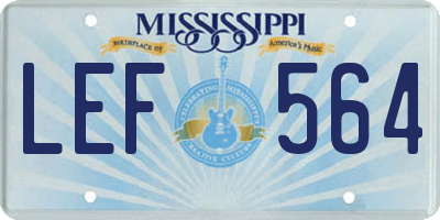 MS license plate LEF564