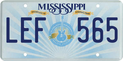MS license plate LEF565